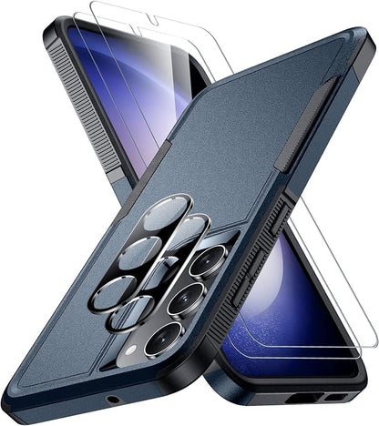 SPIDERCASE Designed for Samsung Galaxy S23 Case, [10 FT Military Grade Drop Protection], 2 Pack [Tempered Glass Screen Protector+Camera Lens Protector] Heavy Duty Shockproof Case, Deep Blue