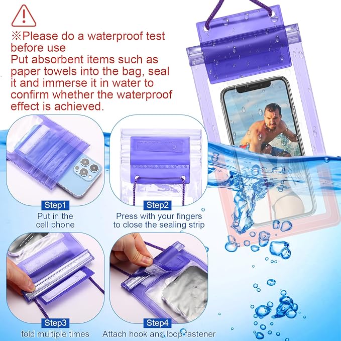 Soaoo 100 Pcs Universal Waterproof Phone Pouch Waterproof Phone Case Dry Bag with Lanyard Cellphone Dry Bag for Beach Swimming Travel Multicolor