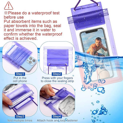 Soaoo 100 Pcs Universal Waterproof Phone Pouch Waterproof Phone Case Dry Bag with Lanyard Cellphone Dry Bag for Beach Swimming Travel Multicolor