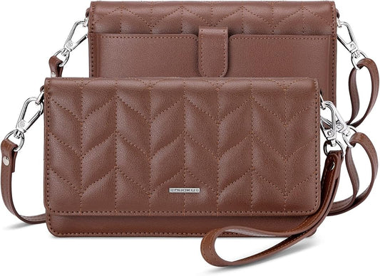 nuoku Women Small Crossbody Bag Cellphone Purse Wallet with RFID Card Slots 2 Straps Wristlet
