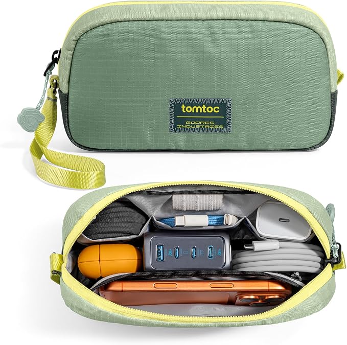 tomtoc Electronics Organizer Travel Case Performance, Cable Tech Pouch | Water Resistant Accessories Bag Carry Storage for Cord, Phone, Cables, Airpods, USB Flash Drive, Daily Items