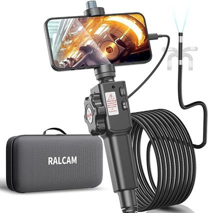 Ralcam Articulating Borescope, Industrial Endoscope Inspection Camera for Android and iOS Smartphone, 8.5mm HD 1080P with 10FT Semi Rigid Cable