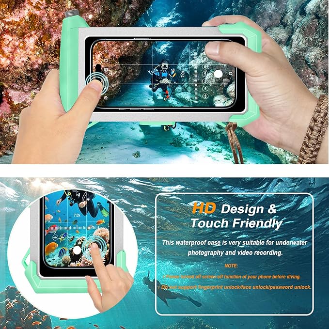 2026 Diving Snorkeling Phone Case for iPhone 17/16/15/14/13/12/11 Pro Max/XS/X Samsung Galaxy S26/S25/S24 Professional Scuba Dive Waterproof Underwater Photo Video Cover (5TH Gen, Teal-)
