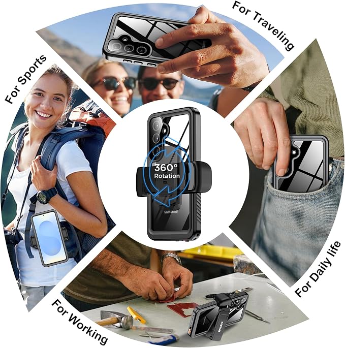 Temdan Compatible with Samsung Galaxy S25 Case Waterproof with Belt Clip Holster, Built-in Lens & Screen Protector Military Grade Shockproof Dropproof IP68 Underwater Full Body Phone Case