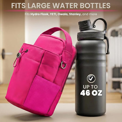 Magnetic Gym Bag Magnetic Gym Water Bottle Bag Water Bottle Holder With Magnet Pocket For Phone Keys Shaker Wallet Crossbody Workout Golf Cart Men Women Pink