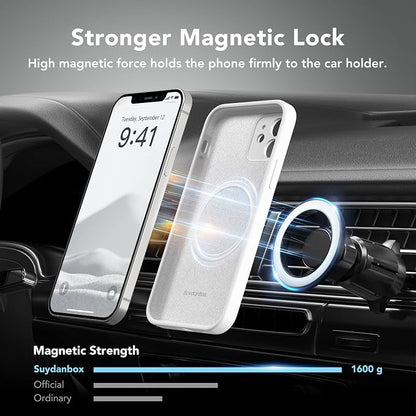 Magnetic for iPhone 12 Case, Compatible with MagSafe, [Full Camera Protection][Screen Protector] Silicone Shockproof Protective Phone Case for iPhone 12 6.1", White