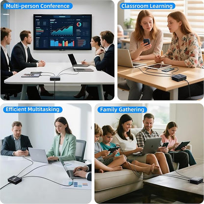 320W Fast Charging 8 Port USB C Charger Block, Multi-Device USB Charging Station Wall Desktop Charger with GaN Ⅲ Technology, USB-C Charger Adapter for MacBook/iPad/iPhone 16/Samsung Galaxy/DELL/HP