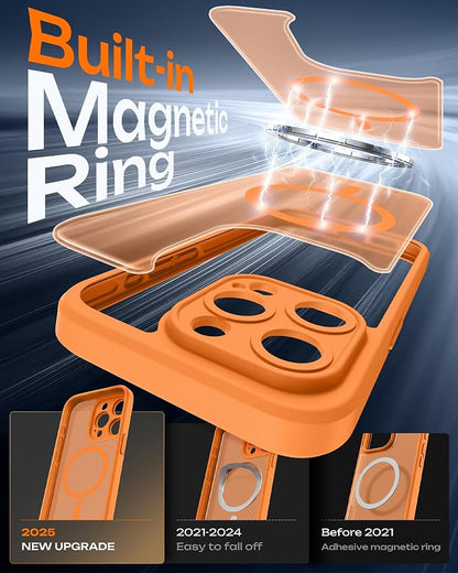 TOCOL for Phone 15 Pro Case, Compatible with Magsafe Charger, Full Camera Protection, Drop Protection, Translucent Matte Phone Case for iPhone 15 Pro 6.1 inch (Orange)