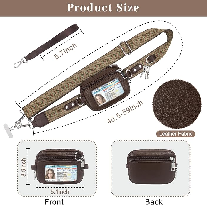 Clip and Go Cell Phone Pouch Lanyard Crossbody with Wallet | Adjustable Strap, Leather Purse Strap, Wrist Strap, For Women