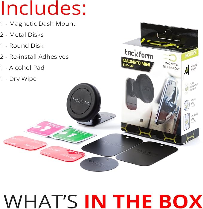 Tackform Magnetic Phone Holder [Tack Mount ] V.2.0 w/N52 Magnets [ for Car, Kitchen, Bedside, Bathroom ] Stick On Dash Mount with Authentic 3M Sticky Adhesive, for Phones, Tablets, and GPS Units