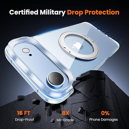 3 in 1 for iPhone Air Case Stand |Build in Kickstand,Screen Protector *1 & Camera Lens Protector*1, Not Yellowing, Fits MagSafe, Military-Grade Protection