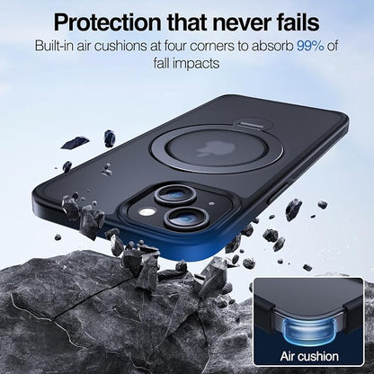 Anqrp 360° All-in-ONE Stand Case for iPhone 15 Case with Rotatable Magnetic Kickstand Ring Holder Black