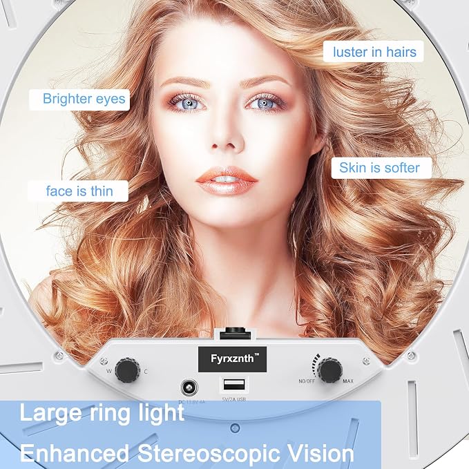 Ring Light 18" with Stand, 55w 6700K LED Light,63" Tripod,Multi-Angle Adjustable Phone Stand, for iPhone and Android Phones, CRI95, Suitable for YouTube, TikTok, Selfies (White, 18")
