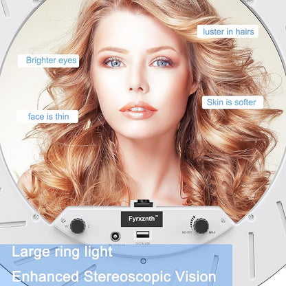 Ring Light 18" with Stand, 55w 6700K LED Light,63" Tripod,Multi-Angle Adjustable Phone Stand, for iPhone and Android Phones, CRI95, Suitable for YouTube, TikTok, Selfies (White, 18")