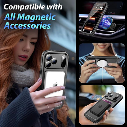 SPORTLINK for iPhone 17 Pro Max Case, IP68 Waterproof Military Protective Full Body Heavy Duty Shockproof 360 Sealed Dustproof with Camera Screen Protector Cover for i Phone 17 Pro Max 6.9" M/Black