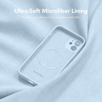 Magnetic for iPhone 12 Case, Compatible with MagSafe, [Full Camera Protection][Screen Protector] Silicone Shockproof Protective Phone Case for iPhone 12 6.1", Light Blue