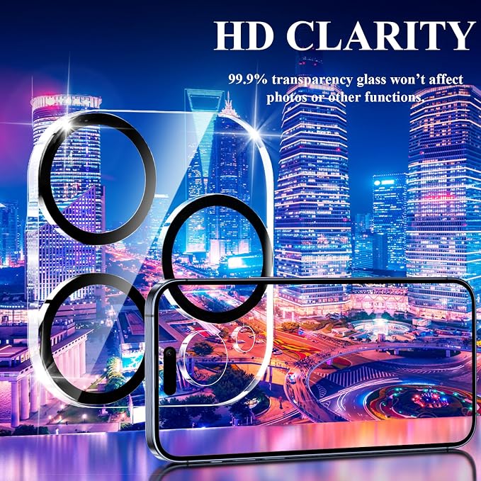 YWXTW [5 Pack Designed for iPhone 15 Pro Max Camera Lens Protector, for iPhone 15 Pro Camera Lens Protector, Night Shooting Mode, Anti Scratch HD Clear 9H Hardness Tempered Glass