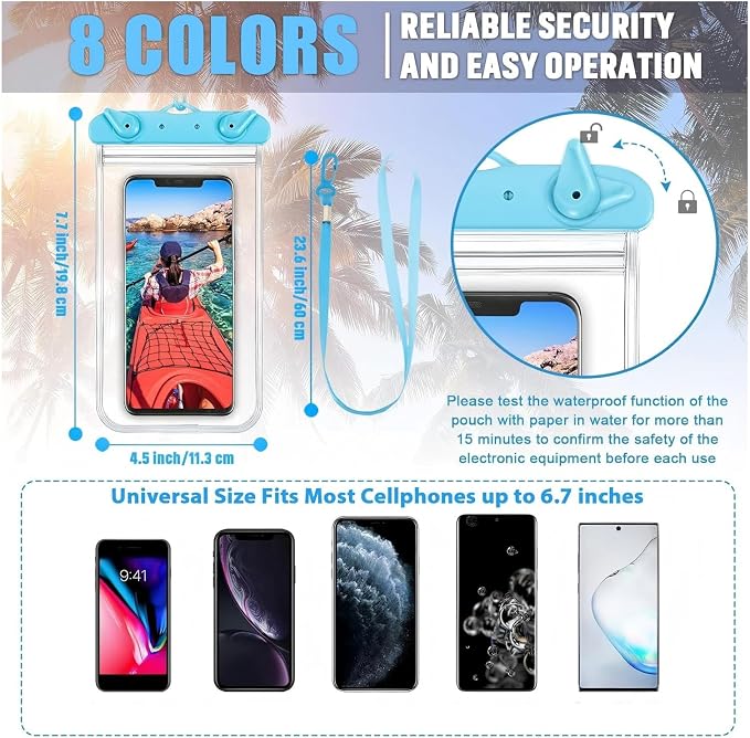 Weewooday 32 Pieces Waterproof Phone Pouch Bulk Universal Multicolor Cellphone Case Ipx8 Waterproof up to Smartphone 6.9 Inch for Cruise Gifts Beach Pool Party Outdoor Swimming Snorkeling