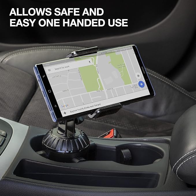 Scosche UHCUP2M-SP1 Universal Cup Phone Holder Mount with Adjustable Arms and Adjustable Base, Expands to Fit Cupholder, 360 Degree View Rotation