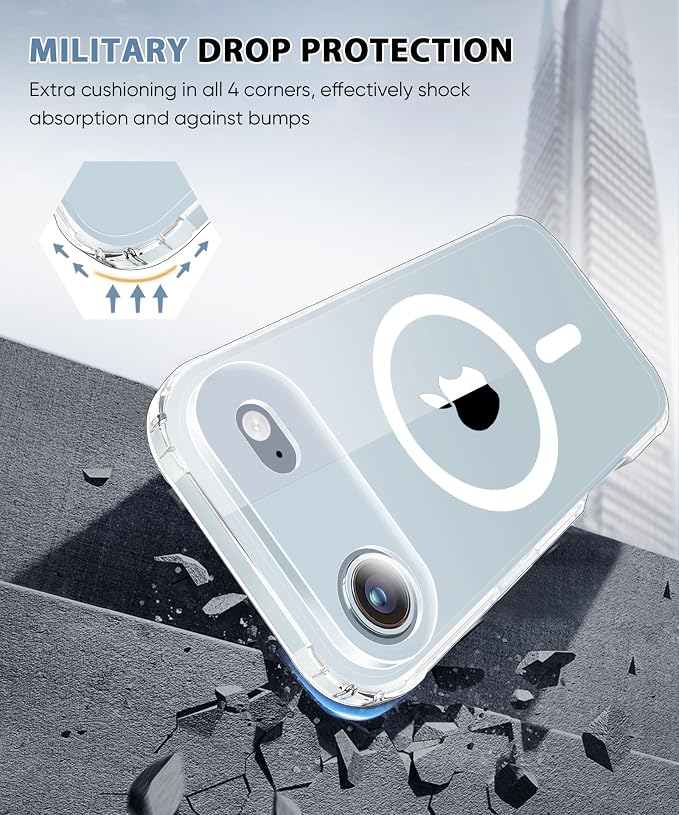 Compatible with iPhone Air Case Clear, Built-in Screen Protector, [Compatible with MagSafe] Full Body Rugged Phone Case, Shockproof Protective Magnetic Cover for Air 6.5" (Clear)