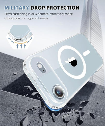 Compatible with iPhone Air Case Clear, Built-in Screen Protector, [Compatible with MagSafe] Full Body Rugged Phone Case, Shockproof Protective Magnetic Cover for Air 6.5" (Clear)