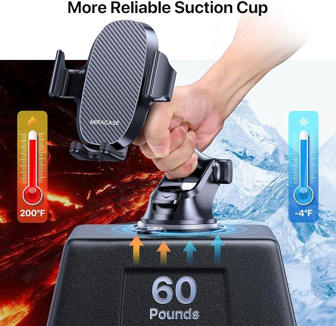 Miracase Phone Holders for Your Car, Universal Car Phone Holder Mount for Car Dashboard Air Vent Windshield, Hands Free Cell Phonen Car Mount Compatible with iPhone Android and All Smartphones