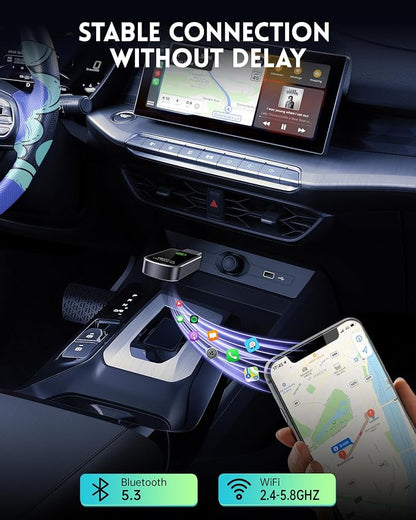 Wireless CarPlay Adapter for Apple iPhone iOS 10+ & Cars from 2015+, Mini Edition, Convert Factory Wired to Wireless CarPlay Dongle Plug & Play GPS Digital Media Receiver (Brushed Cobalt Blue)