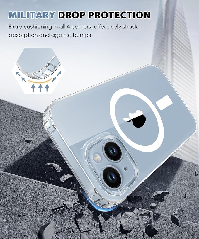 Compatible with iPhone 14 Plus Case Clear, Built-in Screen Protector, with Camera Lens Protector, [Compatible with MagSafe] Full Body Phone Case, Protective Cover for 14Plus 6.7" (Clear)