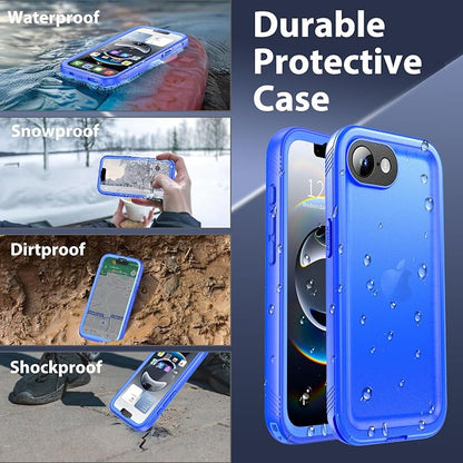 SPORTLINK for iPhone 16e/17e Waterproof Phone Case - Built in Screen & Camera Lens Protector,6.6FT Military Dropproof/Shockproof/Dustproof/IP68 Underwater for iPhone 16e/17e 6.1 inch Frosted Blue