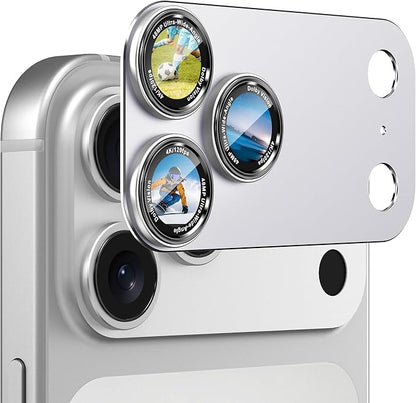 CACOE Camera Lens Protector for iPhone 17 Pro - Metal Frame Tempered Glass Cover, [Anti-Scratch] [Drop-Proof][Strong-Adhesion] Camera Screen Cover (Silver)