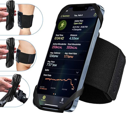 Cikyner Running Armband, 3 in 1 360° Rotatable & Detachable Sports/Bicycle Phone Holder for 4.5-7'' Smartphones, Ideal for Gym, Jogging, Hiking