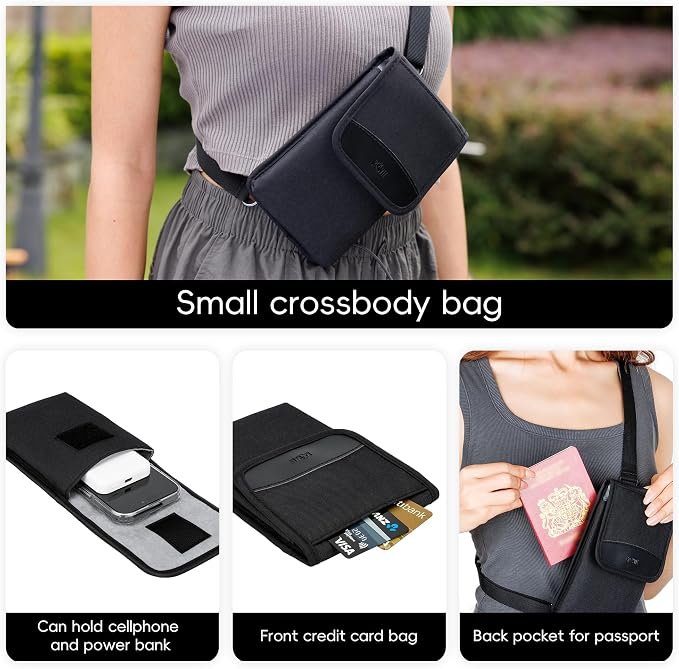 KIWIFOTOS Travel Cell Phone Pouch Belt Pouch, Phone Holster Crossbody Bag with Shoulder Strap for iPhone 17 16 15 14 Pro Max Case Holder with Neck Lanyard Smartphone Walking Passport Wallet