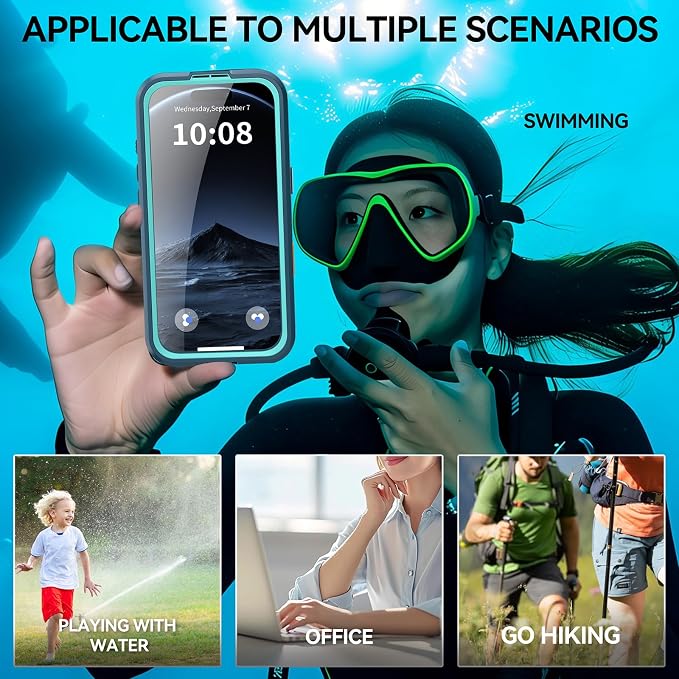 Omio for iPhone 17 Pro Waterproof Case Compatible with MagSafe Magnetic Waterproof Full Body IP68 Underwater Case Built-in Screen Protector Military Grade Shockproof Cover for Men Women Teal