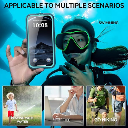 Omio for iPhone 17 Pro Waterproof Case Compatible with MagSafe Magnetic Waterproof Full Body IP68 Underwater Case Built-in Screen Protector Military Grade Shockproof Cover for Men Women Teal