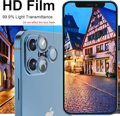 YWXTW [1 SET Camera Lens Protector Compatible with iPhone 12 Pro Max 6.7 inch, [Installation Tray] Aluminum Alloy Tempered Glass Camera Circle Cover