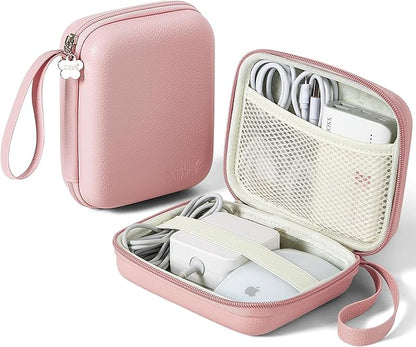 Charger Case for Macbook, Portable Tech Electronic Organizer Bag, Small Travel Storage Pouch for Laptop Accessories, MacBook Power Adapter, Charging Cords, USB Drives, Power Bank (Pink, L)