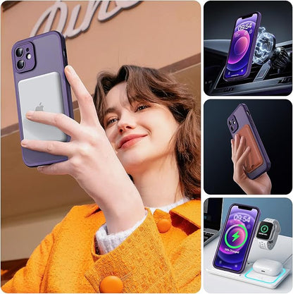 TOCOL for Phone 12 Case, Compatible with Magsafe Charger, Full Camera Protection, Drop Protection, Translucent Matte Phone Case for iPhone 12 6.1 inch (Midnight Purple)