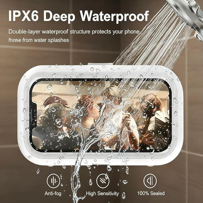 Shower Phone Holder Waterproof, 480° Rotatable Retractable Adjustable Shower Phone Case with Aromatherapy, Anti Fog Touch Screen Wall Phone Mount Stand, Phone Holder for Bathroom,for 4-7" Cellphones