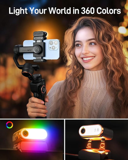 hohem iSteady M7 Gimbal Stabilizer for iPhone, Phone Gimbal with AI Tracking, 1.4" Detachable Touchscreen Remote, Built-in Extension Rod, Fill Light, Phone Stabilizer for Video Recording, YouTube