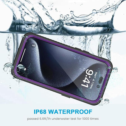 Lanhiem for iPhone 15 Pro Case, IP68 Waterproof Dustproof Shockproof Cases with Built-in Screen Protector, Full Body Sealed Protective Front and Back Cover for iPhone 15 Pro - 6.1 inch (Purple)
