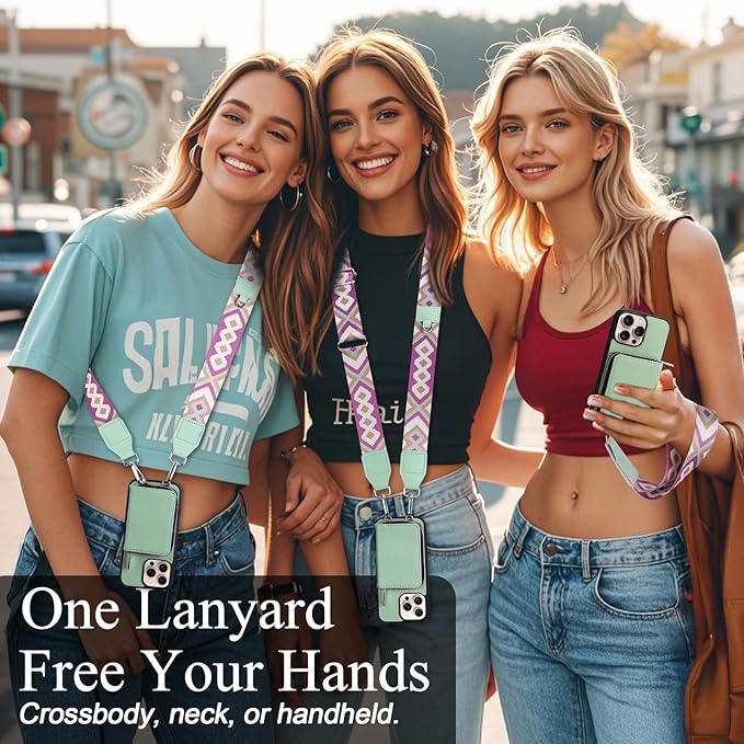 XANGNIER Wallet Case for iPhone 16 Pro, RFID Blocking PU Leather Crossbody Phone Purse with Card Holder, Zipper Pocket, Wrist Strap & Adjustable Lanyard for Women 6.3" 5G, Green