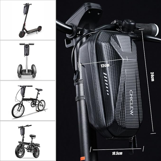 CHICLEW Portable Electric Scooter Bag, Quick Release Scooter Storage Bag with 2L/3L Large Capacity, Waterproof Front Handlebar Bag for Carrying Phone, Wallet, Tools