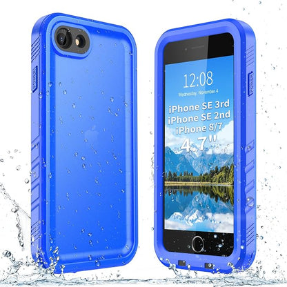 SPORTLINK for iPhone SE 3rd 2022/iPhone SE 2nd 2020/iPhone 7/8 Waterproof Case - Built in Screen Protector Full Body Shockproof Dustproof IP68 Waterproof Case for iPhone SE3/SE2/7/8 Frosted Blue