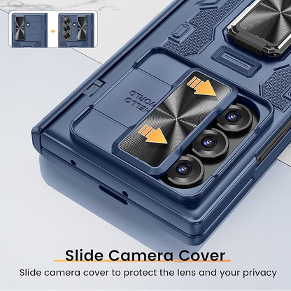 VEGO for Z-Fold7-Case: Galaxy Z Fold 7 Case with Slide Camera Cover,Blue | Built-in Privacy Screen Protector[Adjustable Kickstand] Full Body Drop Protection Case for Samsung Galaxy Fold 7 5G 2025