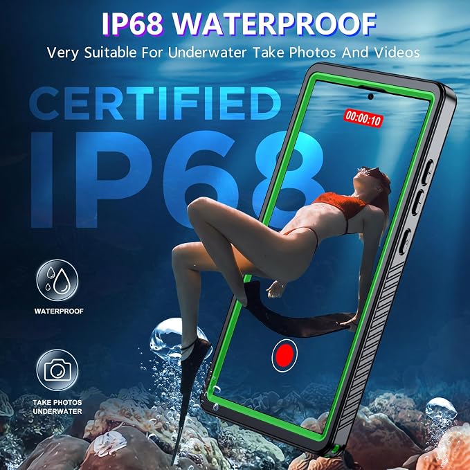 2025 New for Samsung Galaxy S24 Ultra Case Waterproof, [Built-in Camera & Screen Protector][Military Grade Shockproof][IP68 Underwater][Dustproof][Dropproof] Full Body Phone Case for S24 Ultra 6.8"