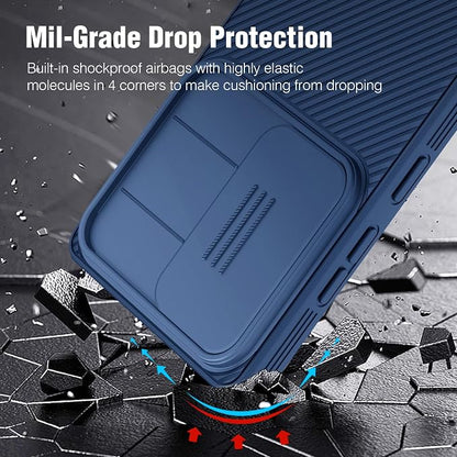 Nillkin for Samsung Galaxy S25 Plus Case with Camera Cover, [Lens Protection] Mil-Grade Shockproof Protective Bumper Hard Cover Slim Phone Case for Galaxy S25 Plus Cases 6.7'' Blue