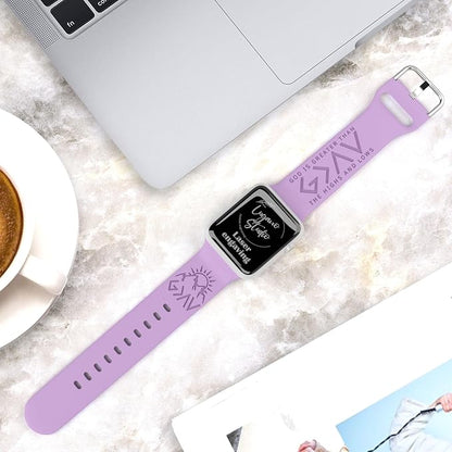 God is Greater Than the Highs and Lows Watch Band Compatible with Apple Watch Laser Engraved iWatch Band Silicone 38mm - 49mm Strap Jesus Psalm Christian God Blessed (38/40/41mm S/M, Lavender)