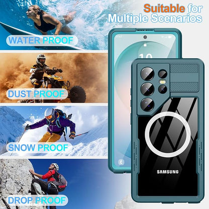 GOLDJU for Samsung Galaxy S26 Ultra Case Waterproof, S26 Ultra Case with Built-in Screen & Lens Protector, Shockproof Full Body Protection Phone Case, Compatible with MagSafe/Wireless Charging, Blue