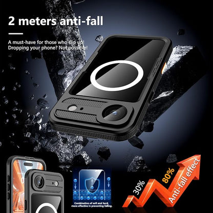 GOLDJU Magnetic for iPhone Air Case-Waterproof, Built-in Screen & Camera Protector-IP68 Underwater Full Body 16FT Military Dropproof Shockproof Case for iPhone 17 Air 6.5''- Black