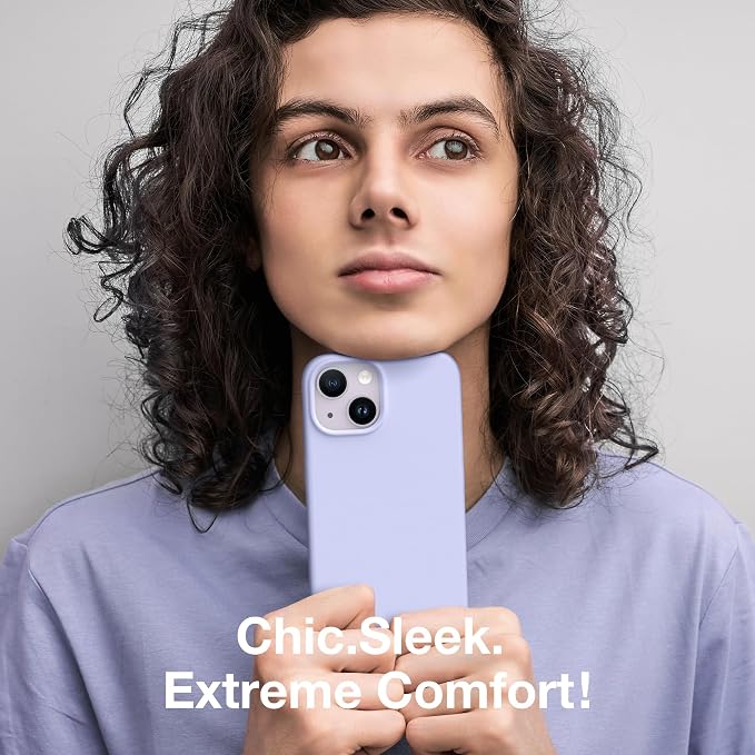 GONEZ Magnetic for iPhone 14 Case, Compatible with Magsafe, with Screen Protector + Camera Protector, Anti-Scratch Microfiber Lining, Liquid Silicone Shockproof Protective Phone Case, Lilac